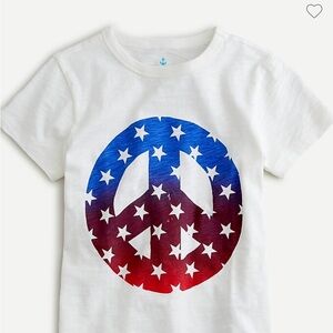 JCrew Crewcuts  Americana peace Boys Short Sleeve T-Shirt Size 8 white